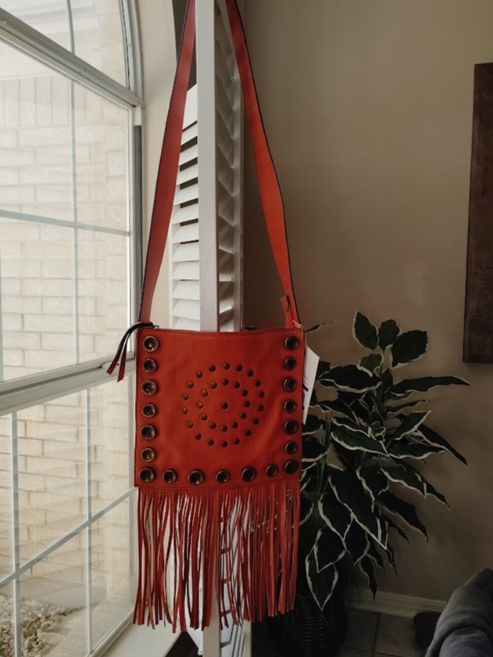 HYPE Orange Leather Studded Fringe Bag (NWT) - Picture 2 of 11